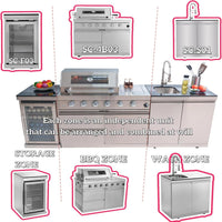 Outdoor Kitchen Island Built for Backyard Entertaining, 4-Burner 72000 BTU Grill, Refrigerator, 98 Inch