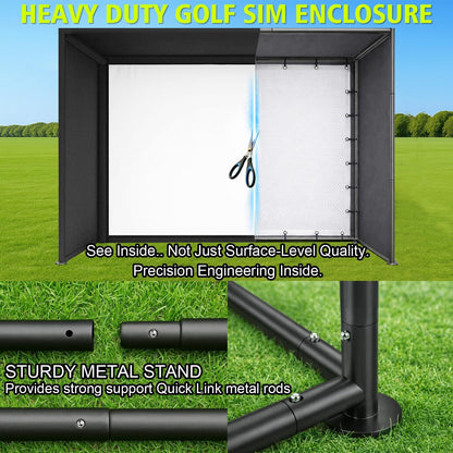 Golf Simulator Enclosure Kit 10 X 8 Ft with 4K-Ready Impact Screen