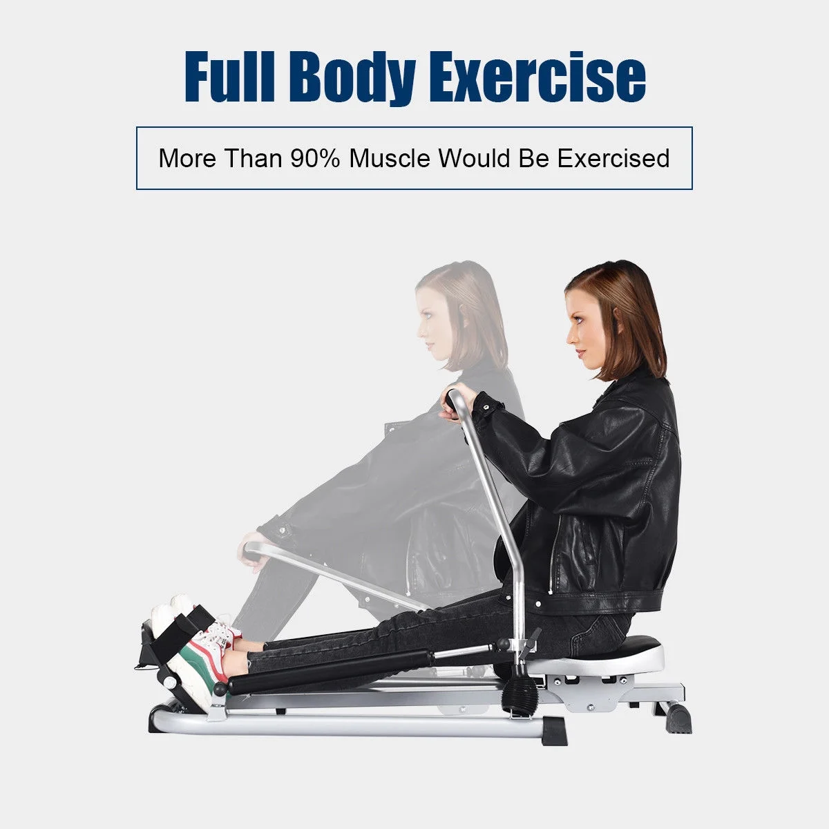 Exercise Rowing Machine Rower W/Adjustable Double Hydraulic Resistance Home Gym