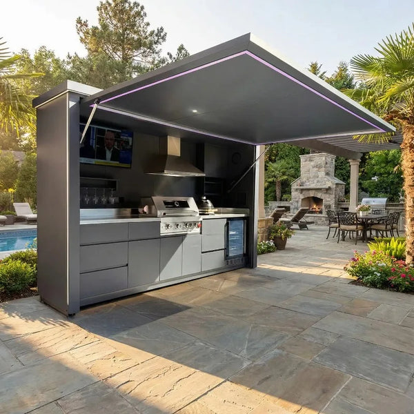 Outdoor Kitchen BBQ Pod Built for Year-Round Entertaining, 304 Stainless Steel, Modular Design, Custom Size