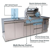 Outdoor Kitchen Island Built for Backyard Entertaining, 4-Burner 72000 BTU Grill, Refrigerator, 98 Inch — How It Works
