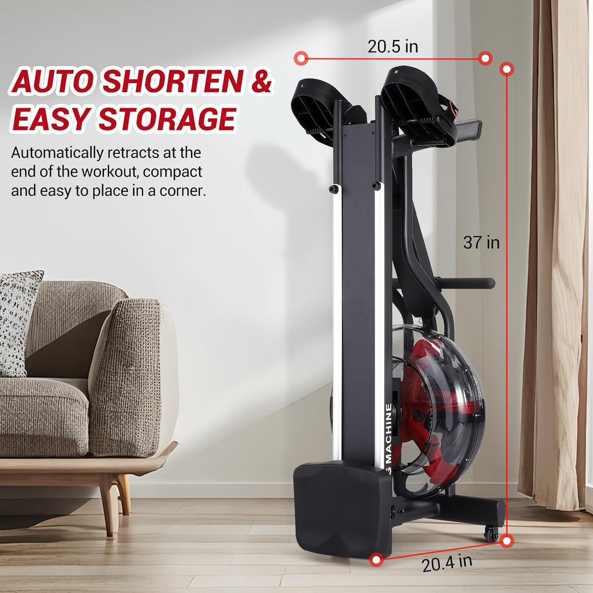 Water Rowing Machines for Home, 380 LBS Capacity Rower Machine with Digital Monitor, Wide Ergonomic Seating and Tablet Holder, App Compatible