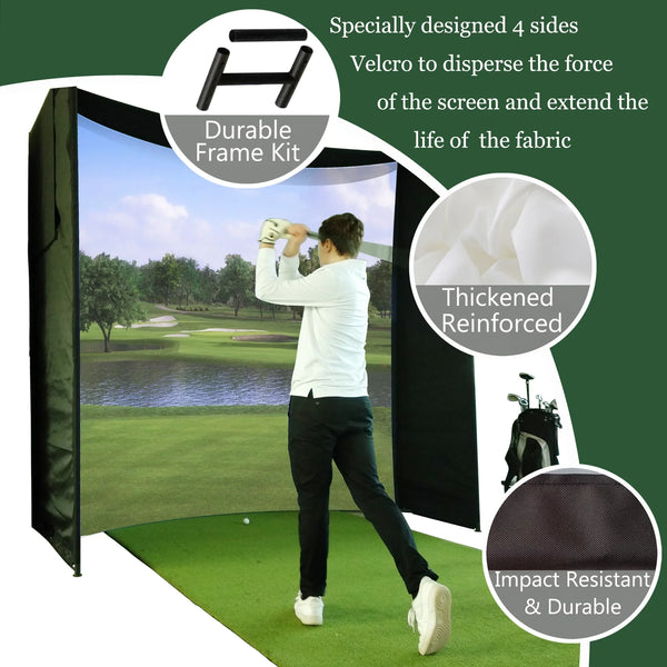 Golf Simulator Impact Screen Kit Built to Enhance Indoor Practice, 9.8'x9.8'x4.9', 4K Quality, DIY Assembly