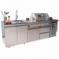 Outdoor Kitchen Island Built for Backyard Entertaining, 4-Burner 72000 BTU Grill, Refrigerator, 98 Inch