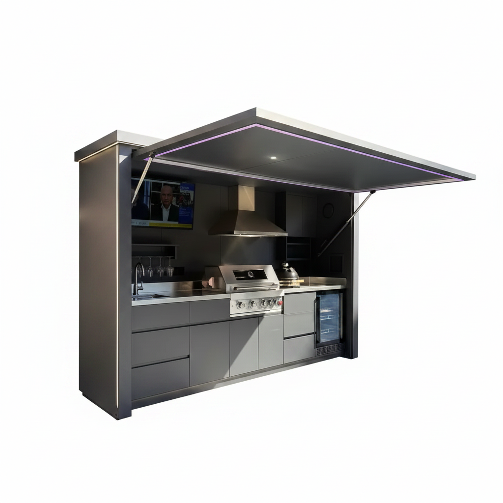Outdoor Kitchen BBQ Pod Built for Year-Round Entertaining, 304 Stainless Steel, Modular Design, Custom Size